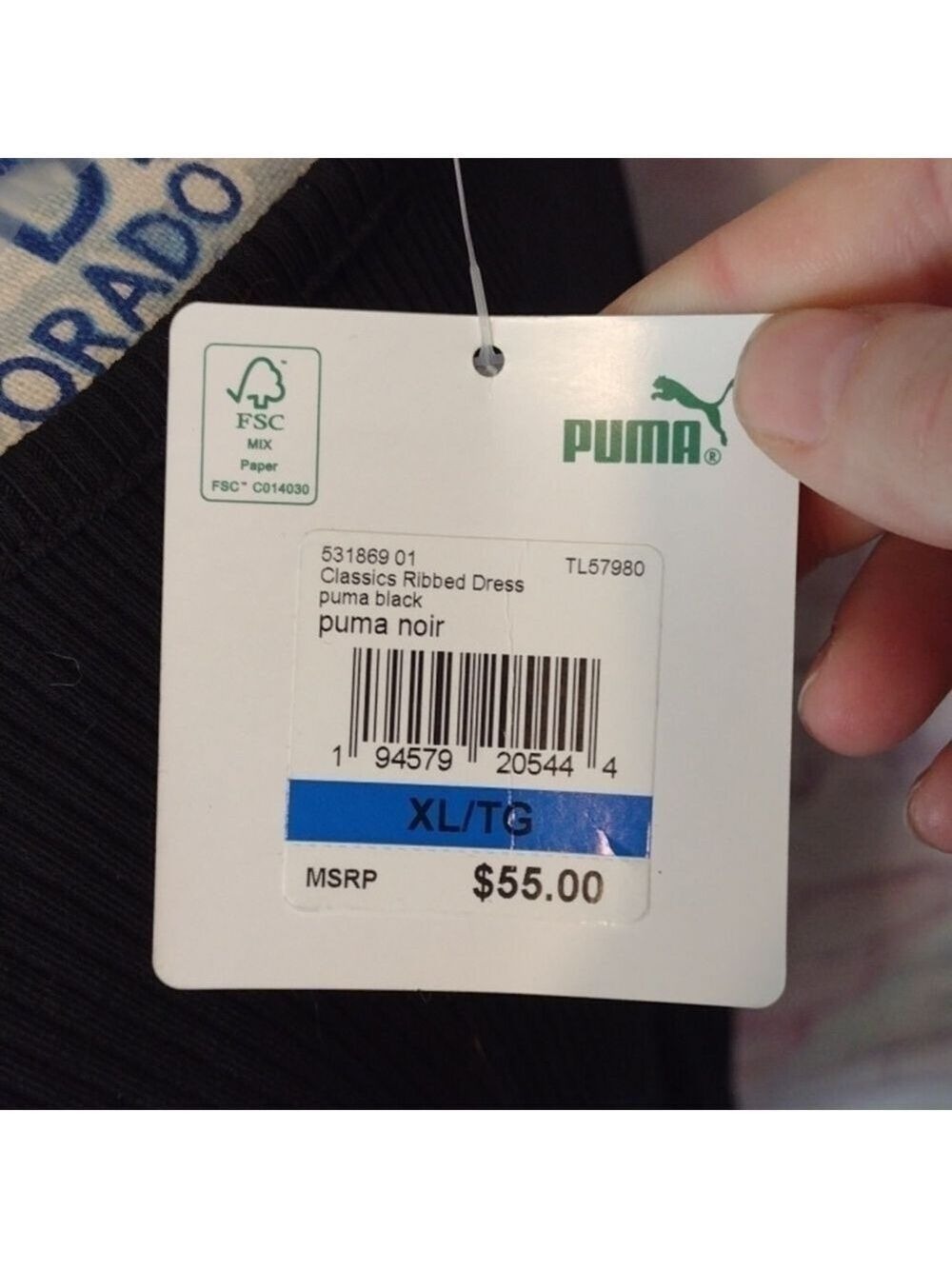 PUMA Black Classics Ribbed Bodycon Dress Size XL - Picture 5 of 8